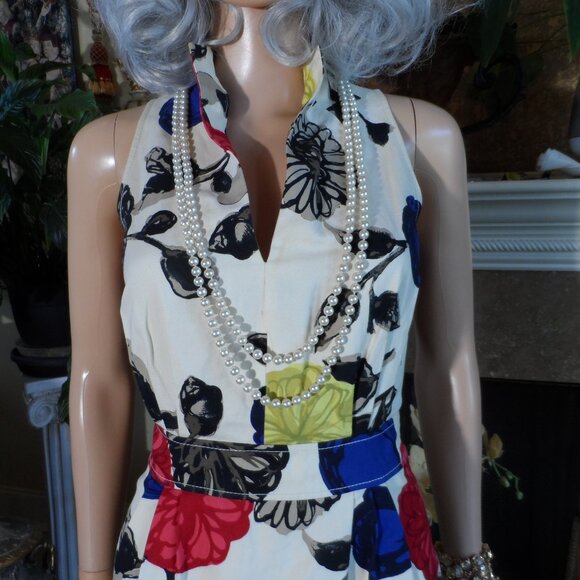 Moschino CheapandChic Ivory Multi Color Floral Print Sheath Dress Size 8 - Picture 7 of 16